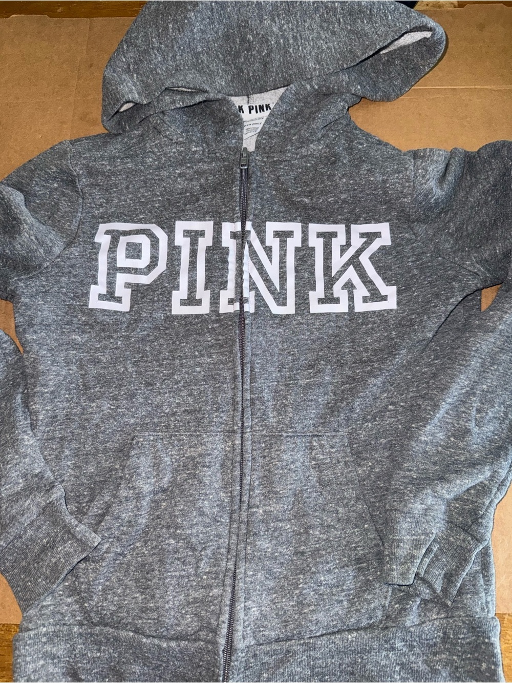 PINK Victoria's Secret Gray Zip-Up Hoodie Jacket small A35